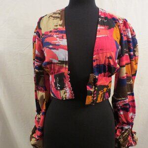 Vintage Women's Girl Soul - Crop Top / Blouse w/ Funky Sleeves & Buttons Sz: M